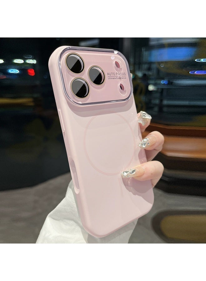 Magnetic Liquid Silicone Case for iPhone 17 ProMax with Camera Lens Protector, Shockproof Protective Cover with MagSafe Compatible Built-in Screen Protector pink - Image 1